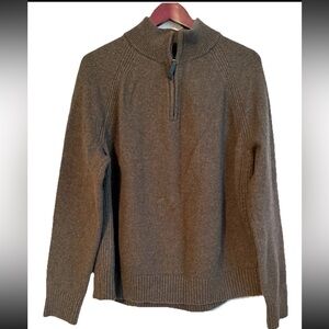 Banana Republic Men's Brown Quarter Zip Pullover Wool Sweater - Size XL